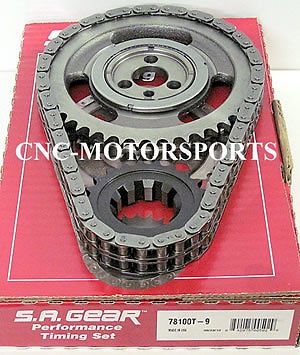 Sa gear 78100t-9r double roller timing chain set thrust bearing sb chevy 350 400