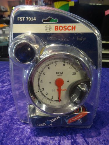Bosch 5&#034; chrome tachometer white / chrome super tach iii fst7914