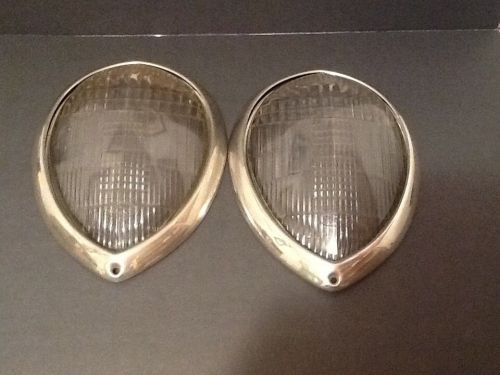 Vintage 1937-1938 ford headlight lens and bezels, rings, hot rod, rat, auto,