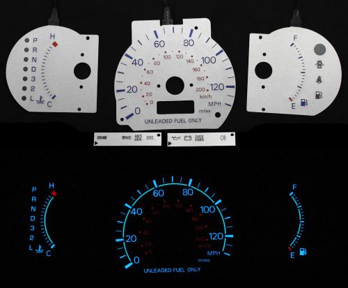 130mph el glow cluster overlay gauge face for 95-00 toyota tacoma w/o tach