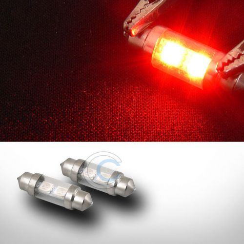 2x red 36mm festoon 2 count smd led light bulb glove box/dome/map lamp 6423 6461