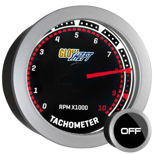 2 1/16 glowshift tachometer tach rpm gauge meter kit w tinted lens &amp; silver ring