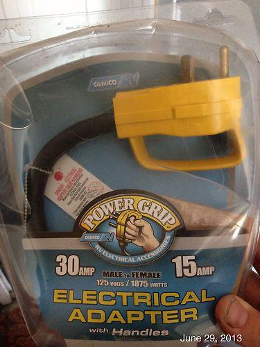 Rv power grip 30 amp male to 15 amp female new adapter