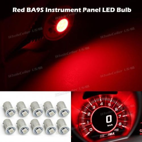 10x red ba9s 5050-smd led bulb instrument panel cluster dash light ash tray lamp