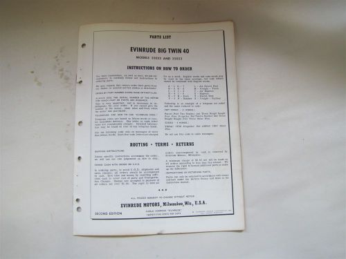 Used 1961 evinrude 35022 35023 big twin 40 parts list manual (1961)