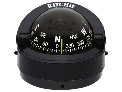 New marine explorer compass black surface mount for boat &amp; rv - ritchie s-53