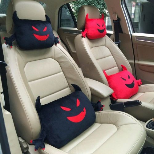 Car seat headrest neck rest belt pads little devil waist pillow cushion