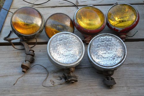 6 vintage c.m. hall  &amp; ge headlight and fog light assemblies for  ford &amp; other