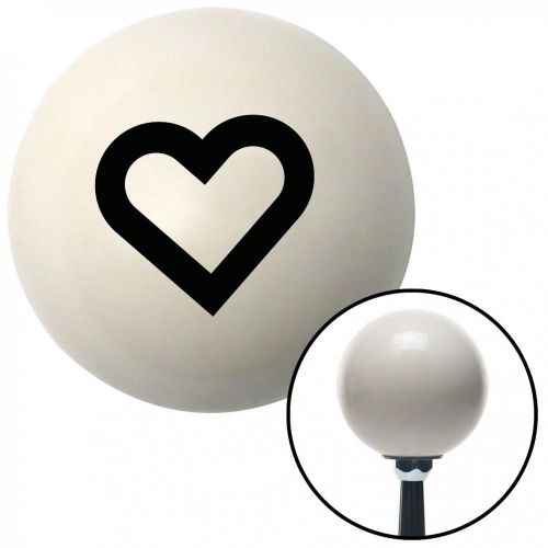 Black fat outlined heart ivory shift knob with 16mm x 1.5 insert component