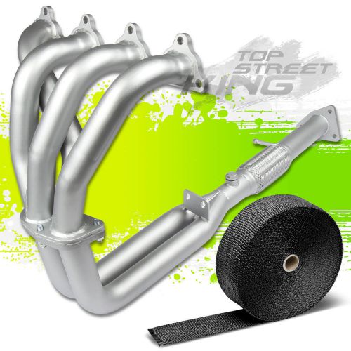Ceramic coated exhaust header for 92-96 prelude si bb2 h23+black heat wrap