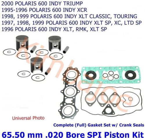 Polaris indy 600 xcr xlt 65.50 mm .020 bore spi pistons gasket crank seals
