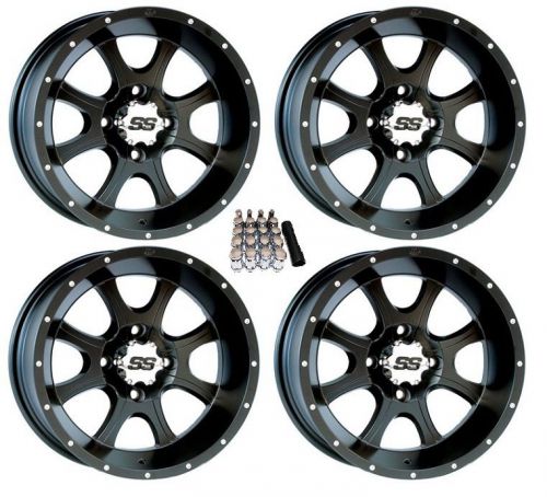 Itp 12&#034; ss108 black golf cart wheels/rims yamaha