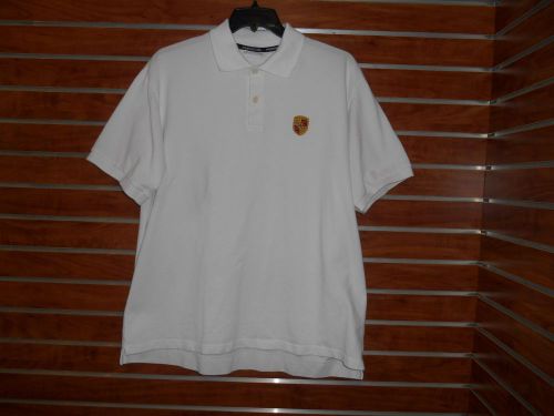 Porsche design driver selection men&#039;s white polo shirt w/ crest logo sz xxl 2xl