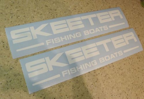 Skeeter vintage boat decal 12&#034; white die-cut 2-pak free ship + free fish decal!