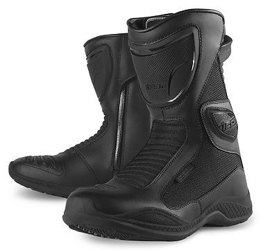New icon reign waterproof leather/nylon women&#039;s boots, black, us-6