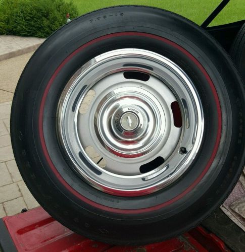 1967 corvette dg dc 15 x 6 wheels red line tires trim rings center caps 67 only