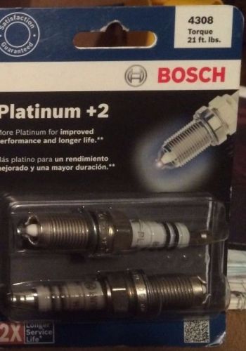 Set of (2) new bosch 4308 platinum +2 spark plugs (  f00e120039 )