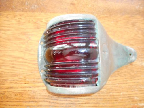 Vintage  wooden boat bow light  red glass brass cabin/ stern
