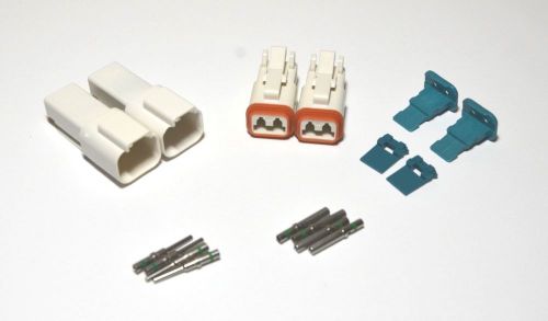 2 x deutsch dt compatible amphenol at white 2-pin connector kit solid contacts