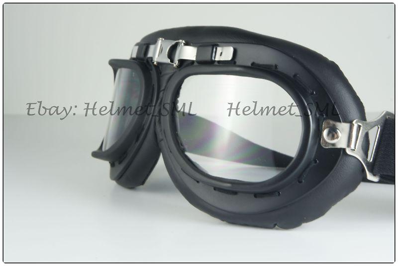 Goggle eye wear sunglasses matt black frame clear lens for open face helmet 