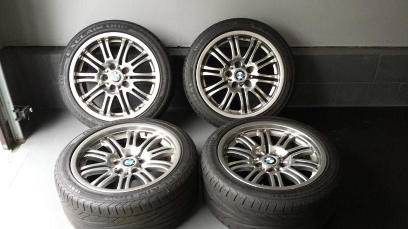 01-06 bmw m3 e46 oem 18" 20 spoke factory wheels & tires - excellent condition