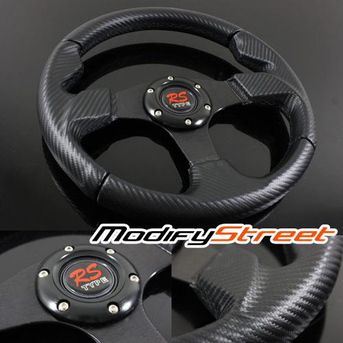 Universal 320mm aftermarket racing steering wheel carbon vinyl wrap/black