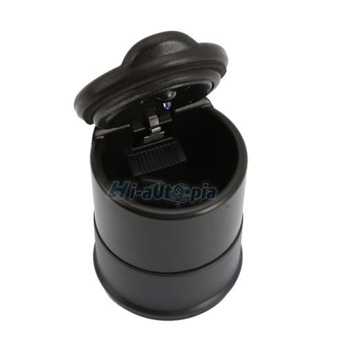 Portable car travel led light cigarette ashtray holder 3.94 x 2.76 x 2.76" black