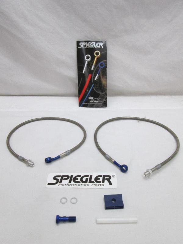 Spiegler s/s front brake 2-line kit - clr/blu suz gsxr 750