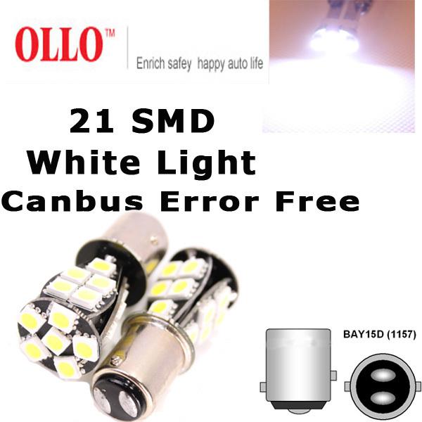 X2 1157 bay15d 21 smd white canbus error free led brake light bulb