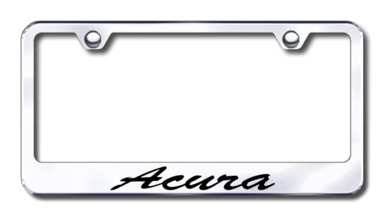 Acura script  engraved chrome license plate frame made in usa genuine