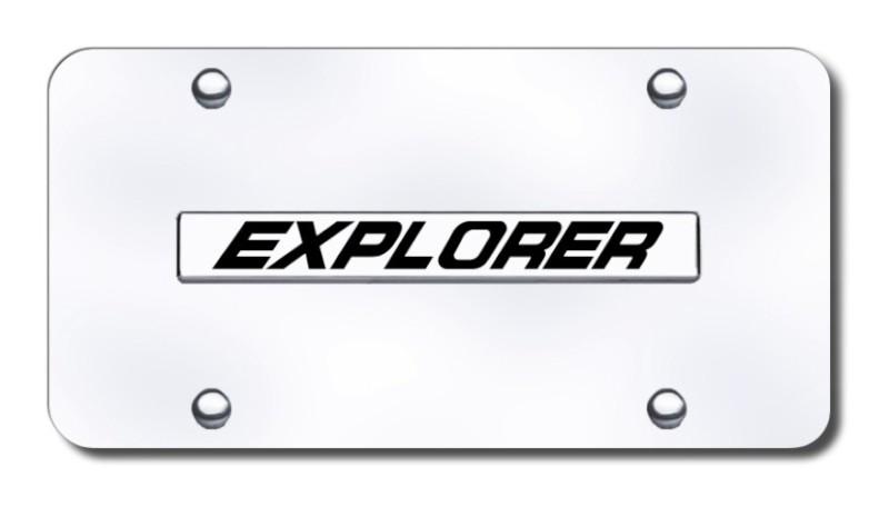 Ford explorer name chrome on chrome license plate made in usa genuine