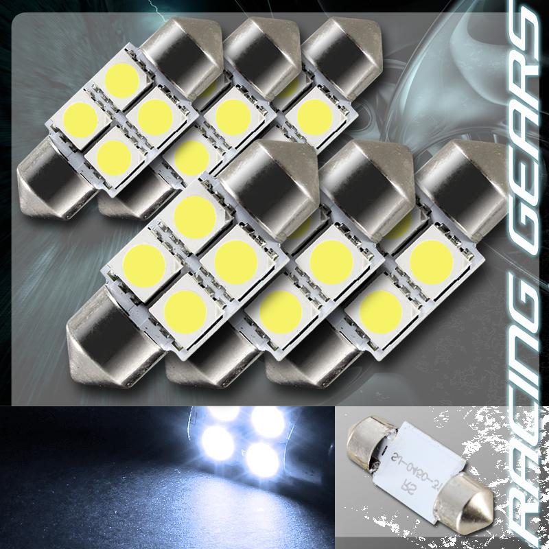 6x universal 31mm white 4 smd led festoon replacement dome map glove light bulb