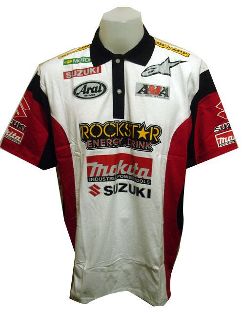 New suzuki rac motorcycle sport racing team biker white polo short t-shirt sz xl