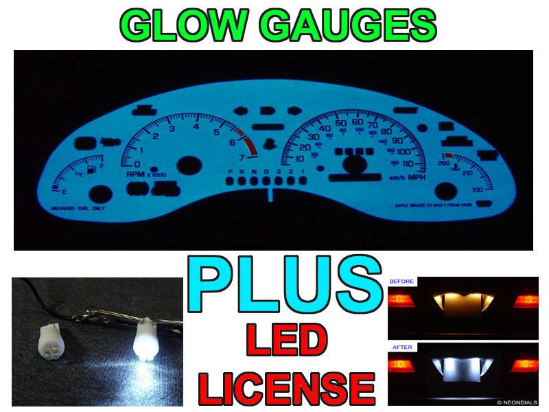 Usa 97 98 99 00 01 02 03 pontiac grand prix glow gauge faces + led license bulbs