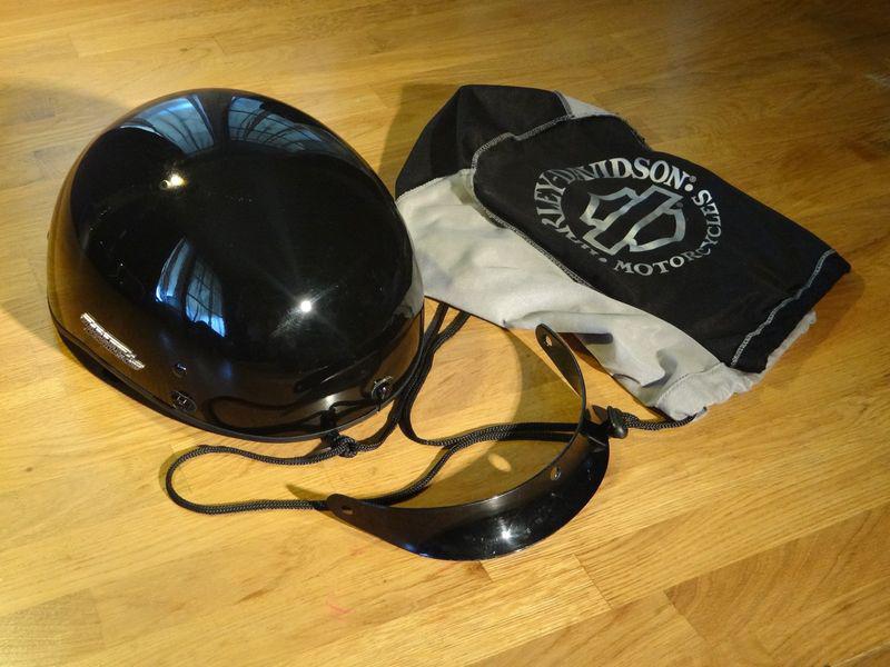 Hd - harley davidson motorcycle helmet 1/2 half  hybrid - glossy black - xl men