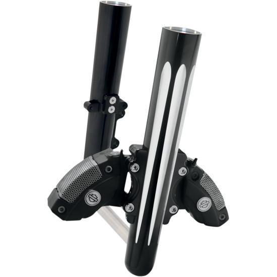 Arlen ness hot legs fork leg set - custom twin caliper - deep cut - black 06-535