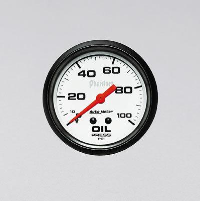 Autometer phantom mechanical oil pressure gauge 2 5/8" dia white face 5821