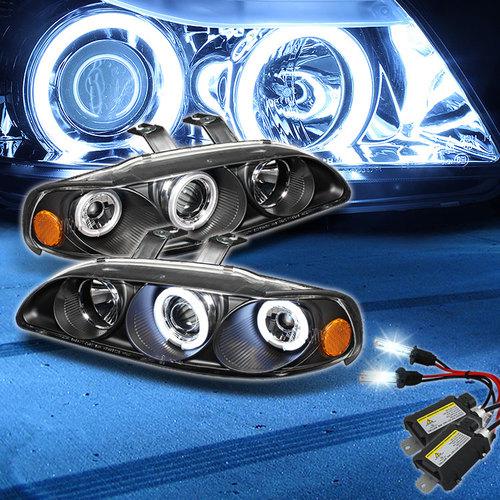 8000k slim xenon hid+ccfl halo 92-95 civic 2/3dr projector headlights head light