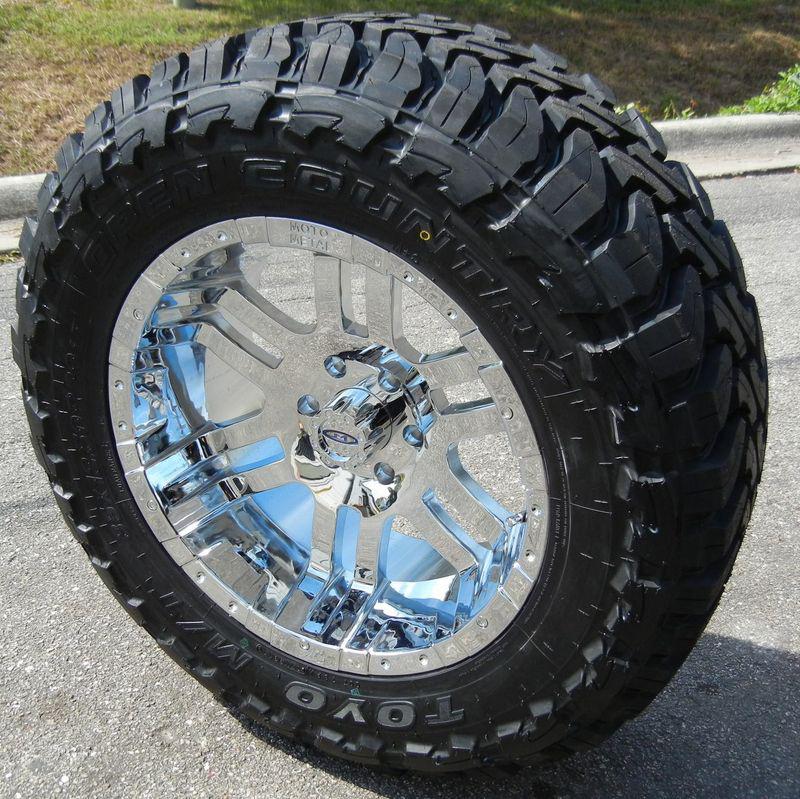 20" chrome moto metal 951 wheels & 33" toyo mt tires toyota tundra 5x150 sequoia