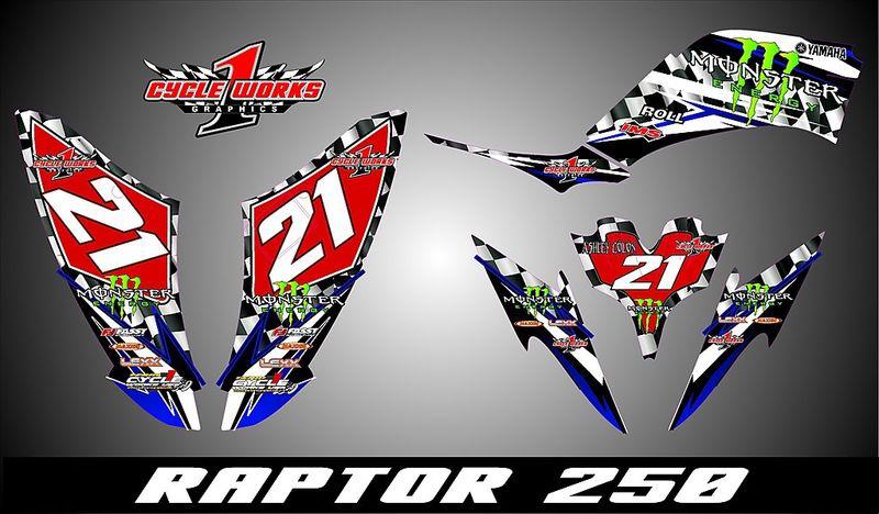 Yamaha raptor 250 250r custom made graphics kit decal pegatinas graficas