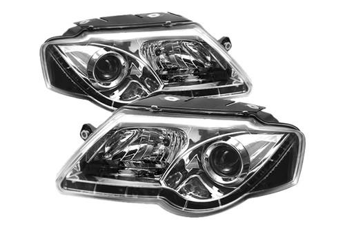 Spyder vp06drlc chrome clear projector headlights head light w leds 2 pcs 1 pair