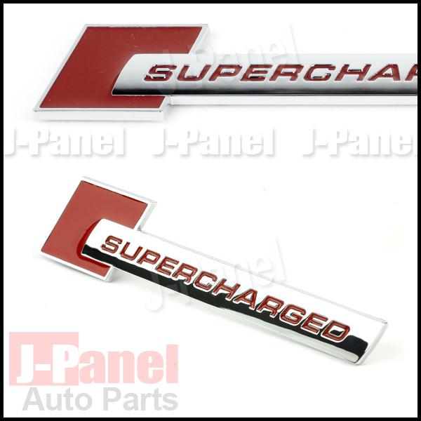 1x supercharged red chrome emblem badge trunk rear boot back side logo racing
