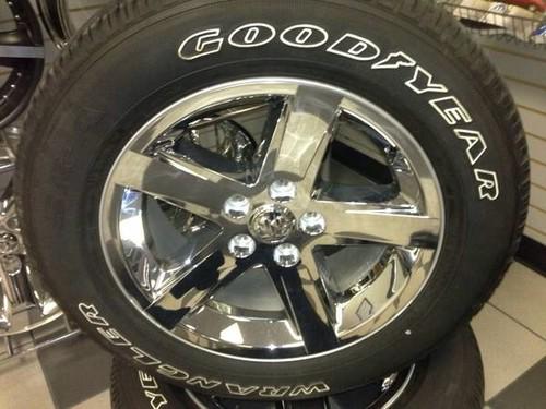 4- 20" dodge ram 1500 5 spoke chrome factory wheels rims goodyear sra tires