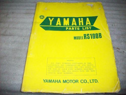 1974 yamaha rs100b original parts list manual 