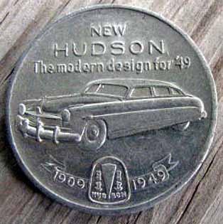 Rare 1949 hudson 40th. anniversary advertising medal or token l@@k #b41