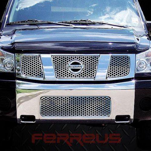 Nissan titan 04-07 circle punch polished stainless truck grill insert add-on