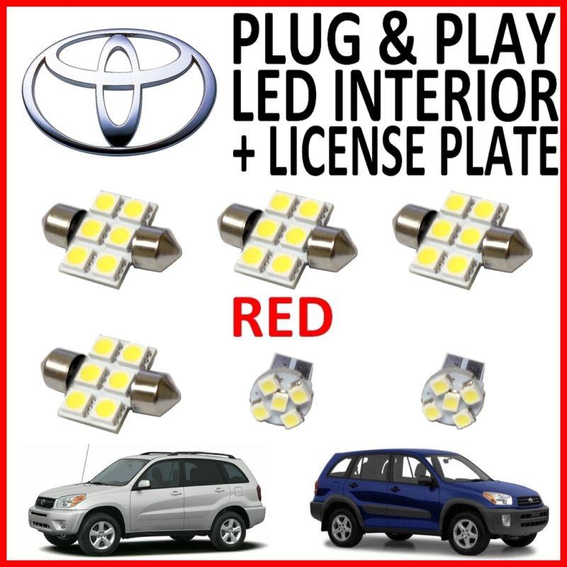 6 piece super red led interior package kit + license plate tag lights tr2r