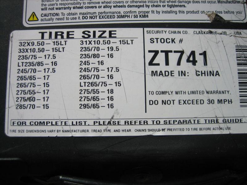 Z Cable Chain Size Chart