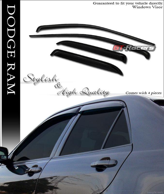 Sun/rain/wind guard shade deflector window visor 4p 2002-2008 dodge ram quad cab