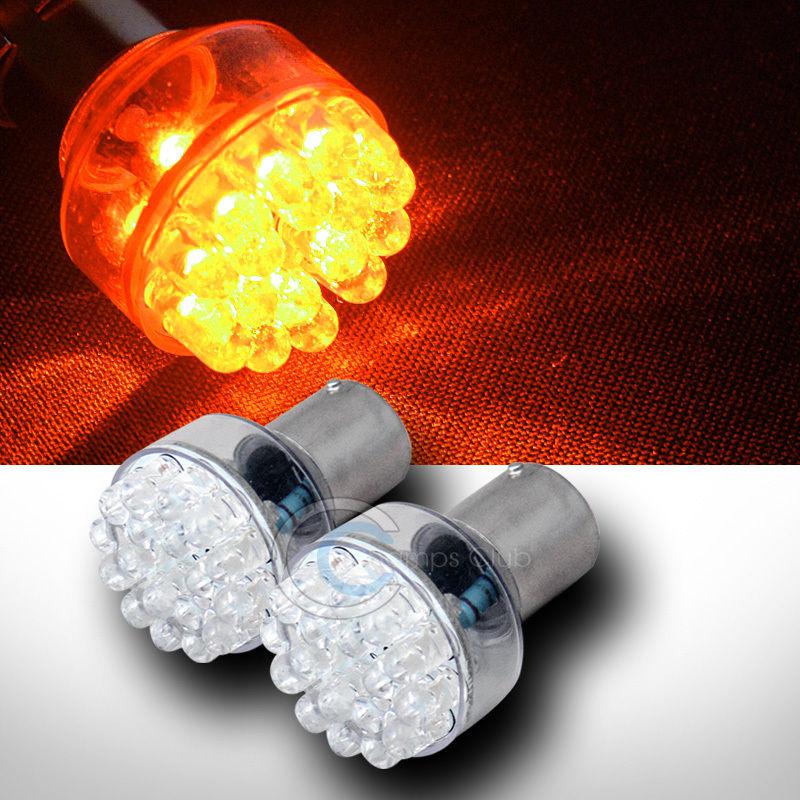 2 amber o 1156 ba15s 24x led backup/reverse tail light bulbs pair 7506 7507 7527